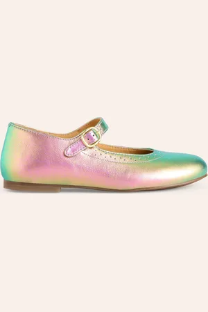 Boden Leather Mary Janes-Iridescent Gold Metallic Girls