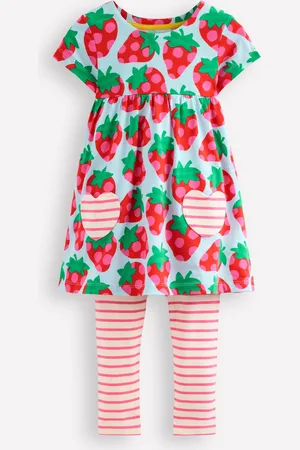 Boden Short-sleeved print tunic set-Misty Blue Strawberry Girls