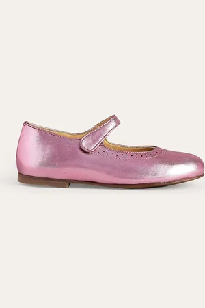 Boden Leather Mary Janes-Metallic Pink Girls