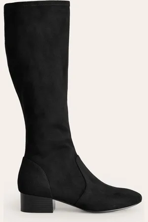 Boden Flat Stretch Knee Boots-Black Women