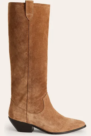Boden Western Knee High Boots-Rusty Tan Suede Women