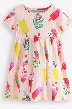 Boden Short Sleeve Printed Tunic-Vintage Pink Ice Cream Stripe Girls