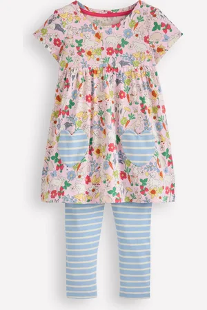 Boden Short-sleeved print tunic set-French Pink Spring Meadow Girls