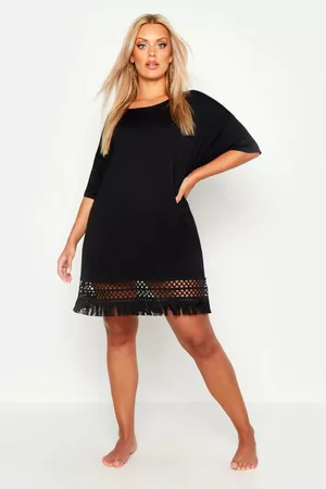 boohoo Plus Sun & Moon Mesh T-Shirt Dress - Black - Size 16