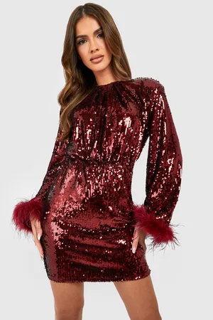 Sequin Sheer Shift Party Dress
