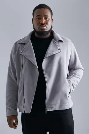 Grey colour sales leather jacket