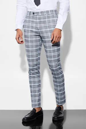 Suit trousers Skinny Fit - Dark blue/Checked - Men | H&M