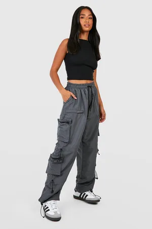 Boohoo Multi Toggle Parachute Pants in Blue