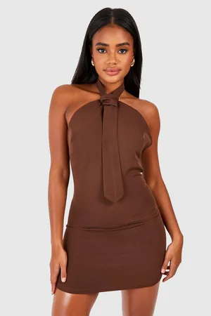 Ruched Cup Halter Neck Mini Dress