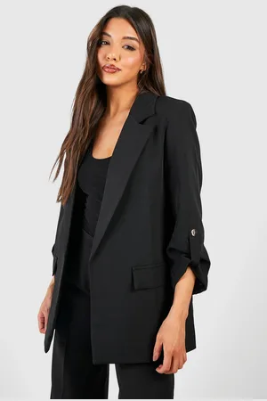 Basic Woven Turn Cuff Relaxed Fit Blazer