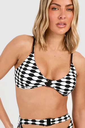Bead Detail Ruched Strappy Bikini Top