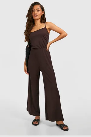 Buy Boohoo Linen Strappy Culotte Jumpsuit In Yellow