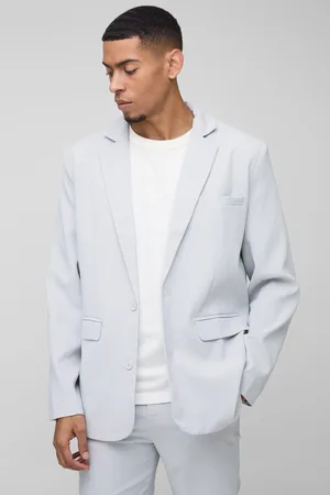 Boohoo Relaxed Single Breasted Crinkle Suit Jacket - - 34
