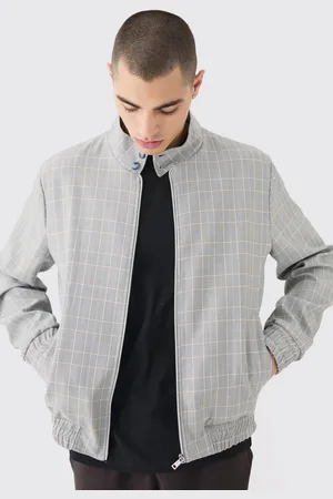 Boohoo Check High Neck Zip Up Smart Bomber Jacket - - M