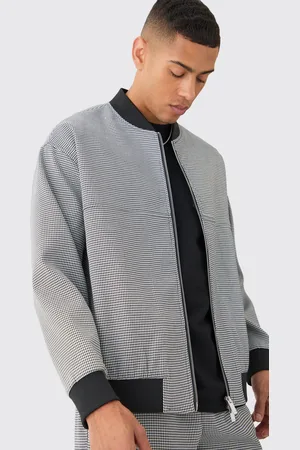 Boohoo Houndstooth Checked Regular Fit Smart Bomber Jacket - - 36