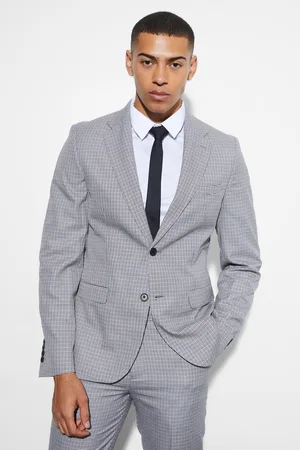 Boohoo Slim Dogtooth Single Breasted Suit Jacket - - 38