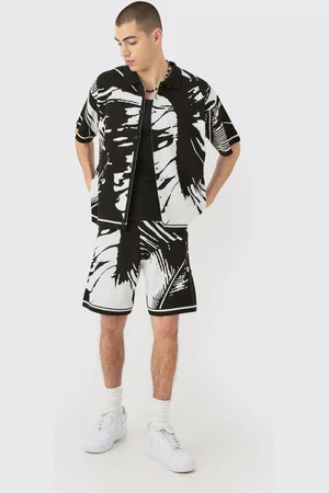 Boohoo Boxy Abstract Shirt And Short Set - - S