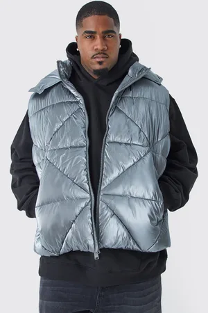 Boohoo Plus Metallic Quilted Gilet With Hood - - XXL