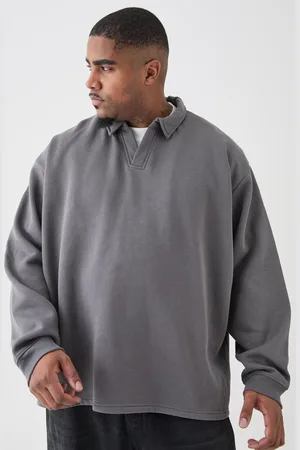 Boohoo Plus Oversized Revere Rugby Sweatshirt Polo - - 2XL