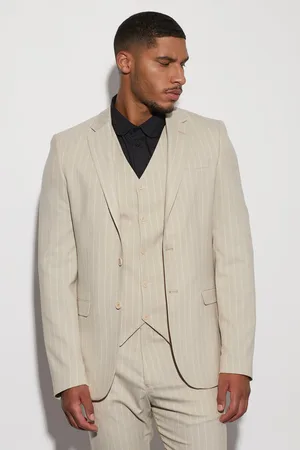 Boohoo Tall Single Breasted Slim Stripe Suit Jacket - - 36