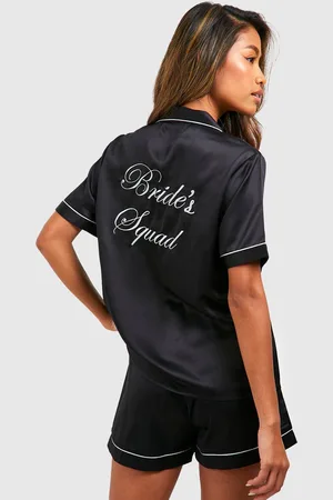 Boohoo Bride Squad Satin Pj Short Set - - 8