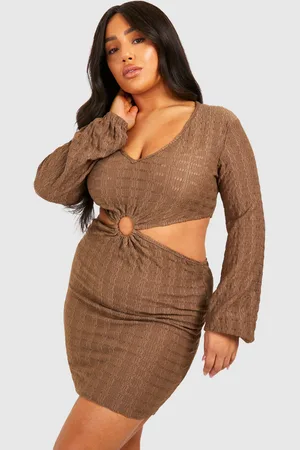 Boohoo Plus Jersey Knitted O- Ring Beach Dress - - 28