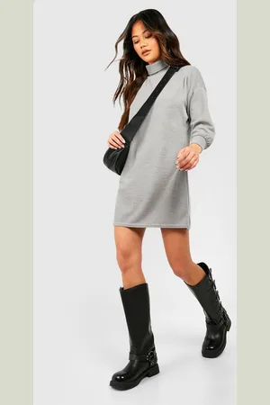 Boohoo Turtleneck Knit Jumper Dress - - 14