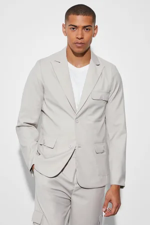 Boohoo Slim Single Breasted Cargo Suit Jacket - - 34