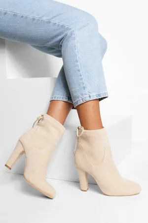 Boohoo Tie Back Block Heel Sock Boots - - 10
