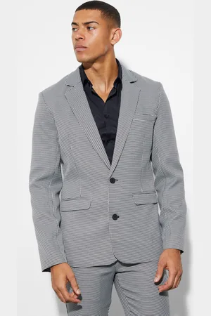 Boohoo Skinny Single Breasted Dogtooth Suit Jacket - - 36