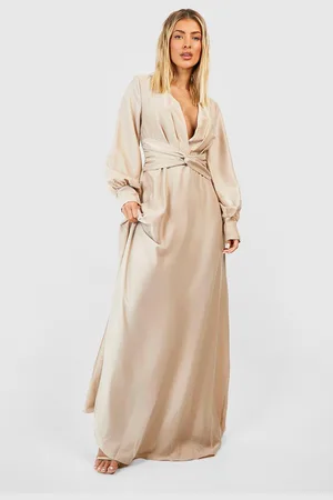 Boohoo Satin Twist Front Maxi Dress - - 10