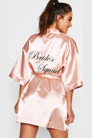 Boohoo Brides Squad Satin Robe - - L