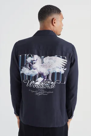 Boohoo Tall Long Sleeve Viscose Unicorn Back Shirt - - S