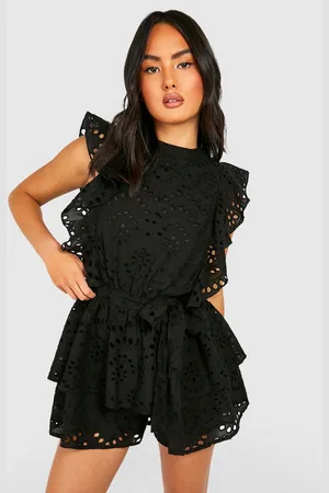Boohoo Broderie Ruffle Playsuit - - 8