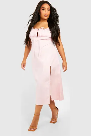 Boohoo Plus Woven Ruched Bust Detail Midi Dress - - 26