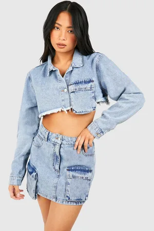 Boohoo Petite Acid Wash Cargo Mini Skirt - - 8