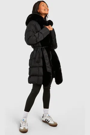 Boohoo Faux Fur Panel Parka - - 10