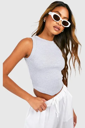 Boohoo Thick Binding V Hem Rib Tank - - 8