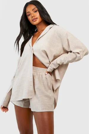 Boohoo Cotton Tonal Pinstripe Pyjama Short - - 6