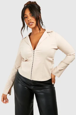 Boohoo Plus Bengaline Hook And Eye Corset Shirt Top - - 16