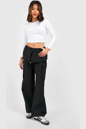 Boohoo Overlay Waist Parachute Pants - - 6