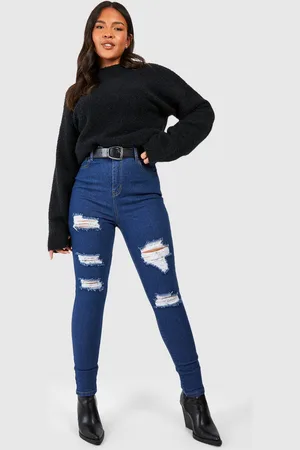 Boohoo Plus Distressed Skinny Jeans - - 24