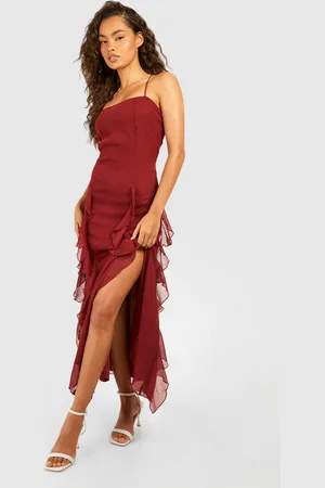 Boohoo Crinkle Midaxi Slip Dress - - 16
