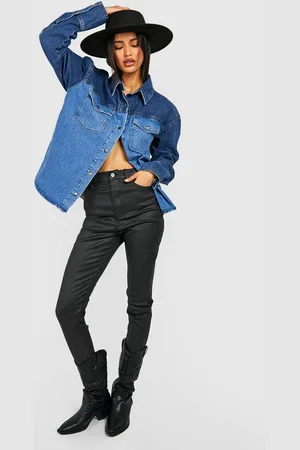 Boohoo Coated 5 Pocket High Waisted Skinny Jeans - - 6