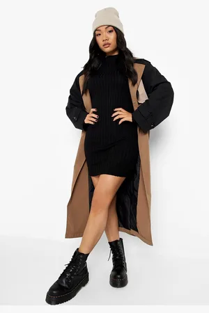 Boohoo Recycled Petite Turtleneck Jumper Dress - - 6