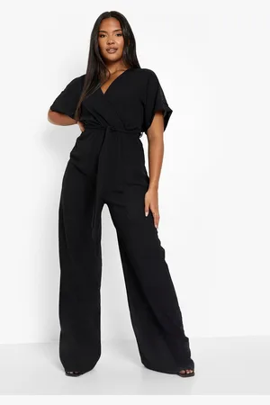 Boohoo Plus Woven Belted Wide Leg Jumpsuit - - 16