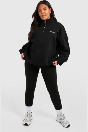 Boohoo Plus Oversized Dsgn Half Zip Sweatshirt And Legging Set - - 28