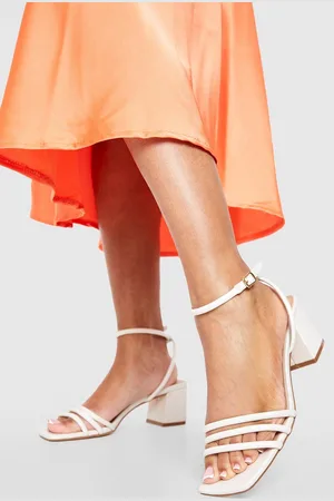 Boohoo Square Toe Triple Strap Low Block Heel Sandals - - 9