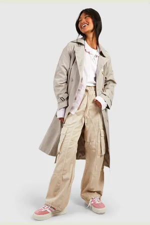 Boohoo Double Breast Belted Trench Coat - - 8