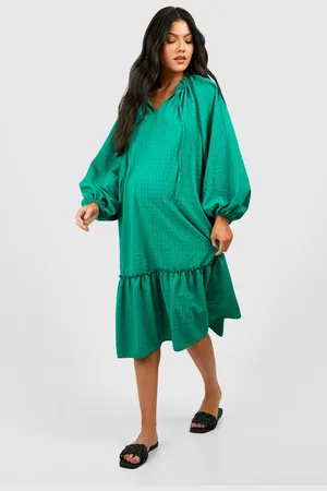 Boohoo Maternity Textured Midi Smock Dress - - 12